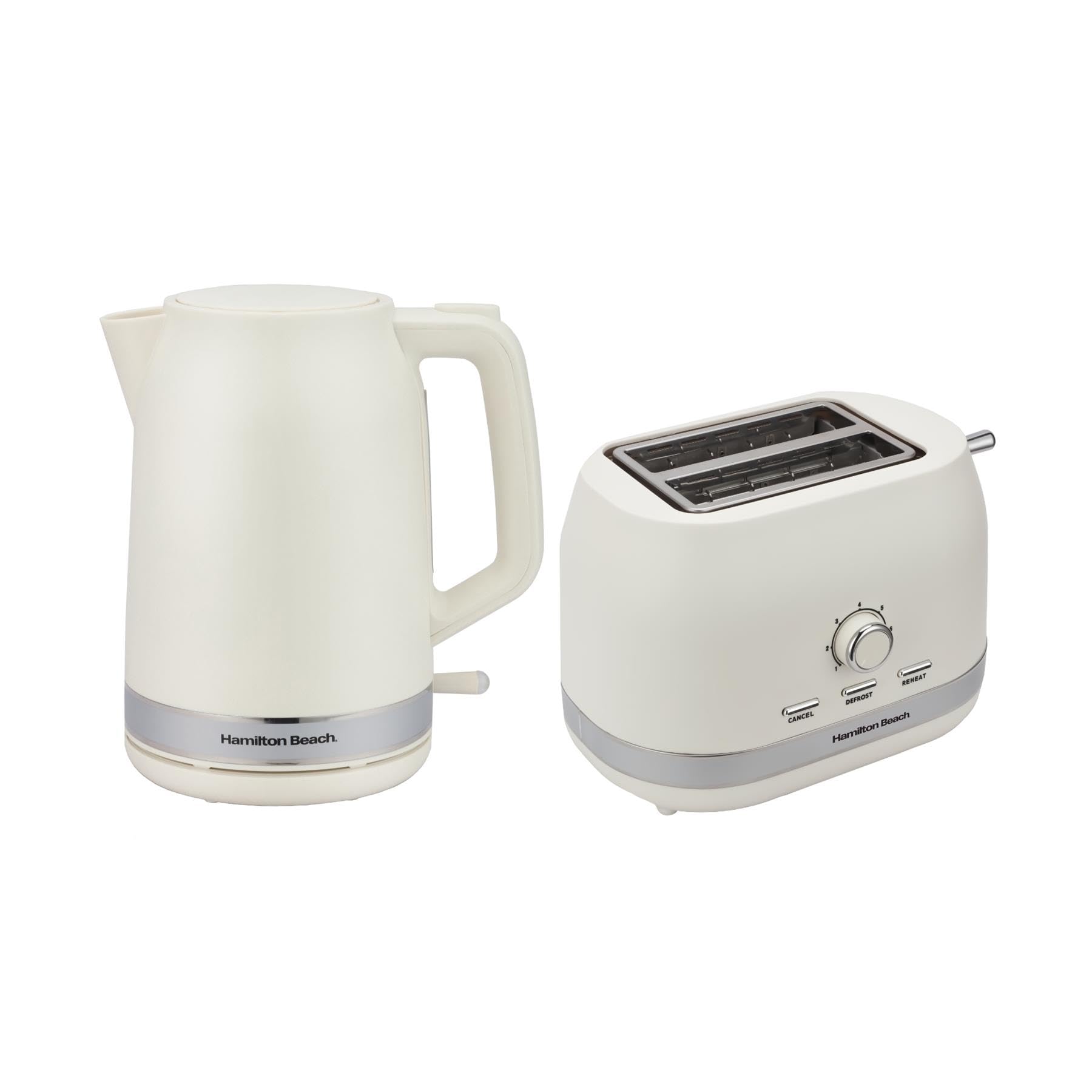 Hamilton Beach Kettle and Toaster Set, Ella, 1.7L Kettle, 2 Slice Toaster, Boil Dry Protection, Removable Filter, 7 Browning Levels, Removable Crumb Tray, Latte - HBELLAMC — image 1