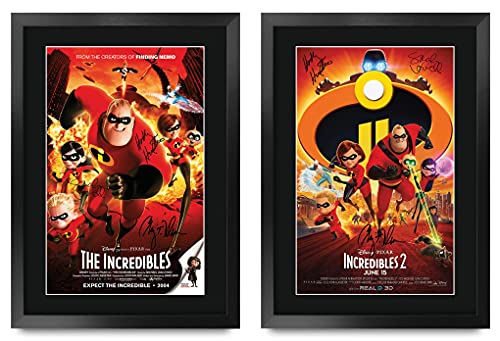 Affiche photo Les Indestructibles avec autographe imprimé - Cadre noir format A3 pour les fans