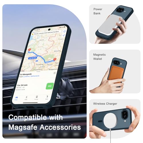 Image of for Google Pixel 10a Case, Matte Magnetic Phone Cover [with 1 Screen Protector] [Support for MagSafe] [Shockproof Military Grade Protection] Translucent Frosted Back, Navy Blue