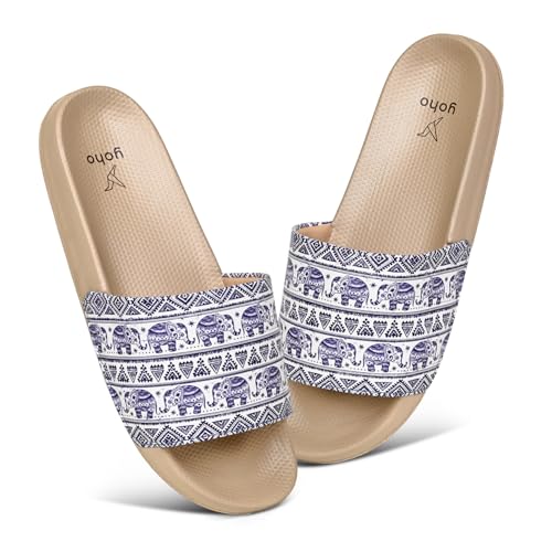 Image of YOHO Tropica Printed Comfortable Women Slides | Stylish Rainy Footwear & Waterproof Monsoon Sandals | Soft Inner Lining On Strap