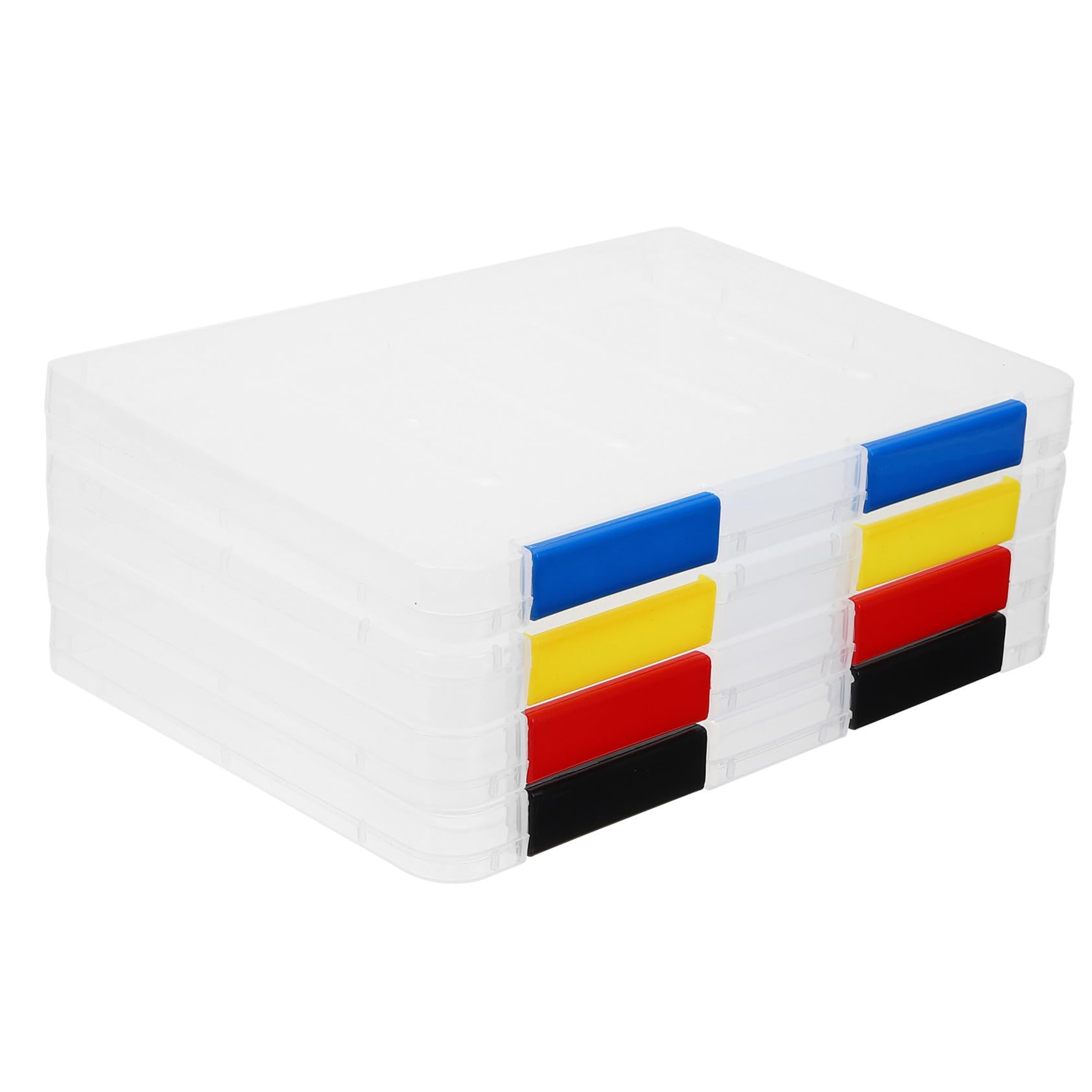 Set 4 Pezzi Scatola per File Trasparente in Plastico Superficie Liscia Non Facile da Deformare, Contenitore Organizzatore per Documenti da Scrivania e Ufficio