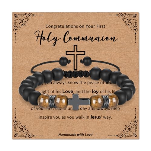 Pulseras de cruz de piedra de excelente calidad para comunión y San Valentín
