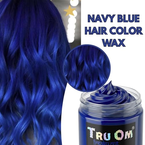 Image of Temporay Hair Color Wax | Metallic Shine | For Men & Women | DIY Instant Hair Color | Temporay Color 1 Day 1 Wash | No Ammonia, Bleach & Damage | Navy Blue - 100 gram