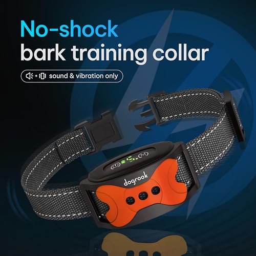 Image of DogRook Rechargeable Dog Bark Collar | Smart Collar for Dog Training | Beep & Vibration | No Shock | No Bark Collar | Anti Bark Collar for Dogs | Anti Barking Collar for Dogs - Large, Medium, Small