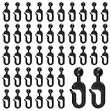 QFGasre 50er-Pack Pavillon Haken, Kunststoffhaken für Pavillonvorhänge, Schwarze Gleitvorhangschienenhaken, Pavillonzubehör für Outdoor-Campinghotel-Moskitonetze