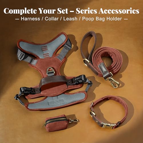 Image of Didog No Pull Dog Harness for Medium Dogs, Classic PU Leather, Brown, L