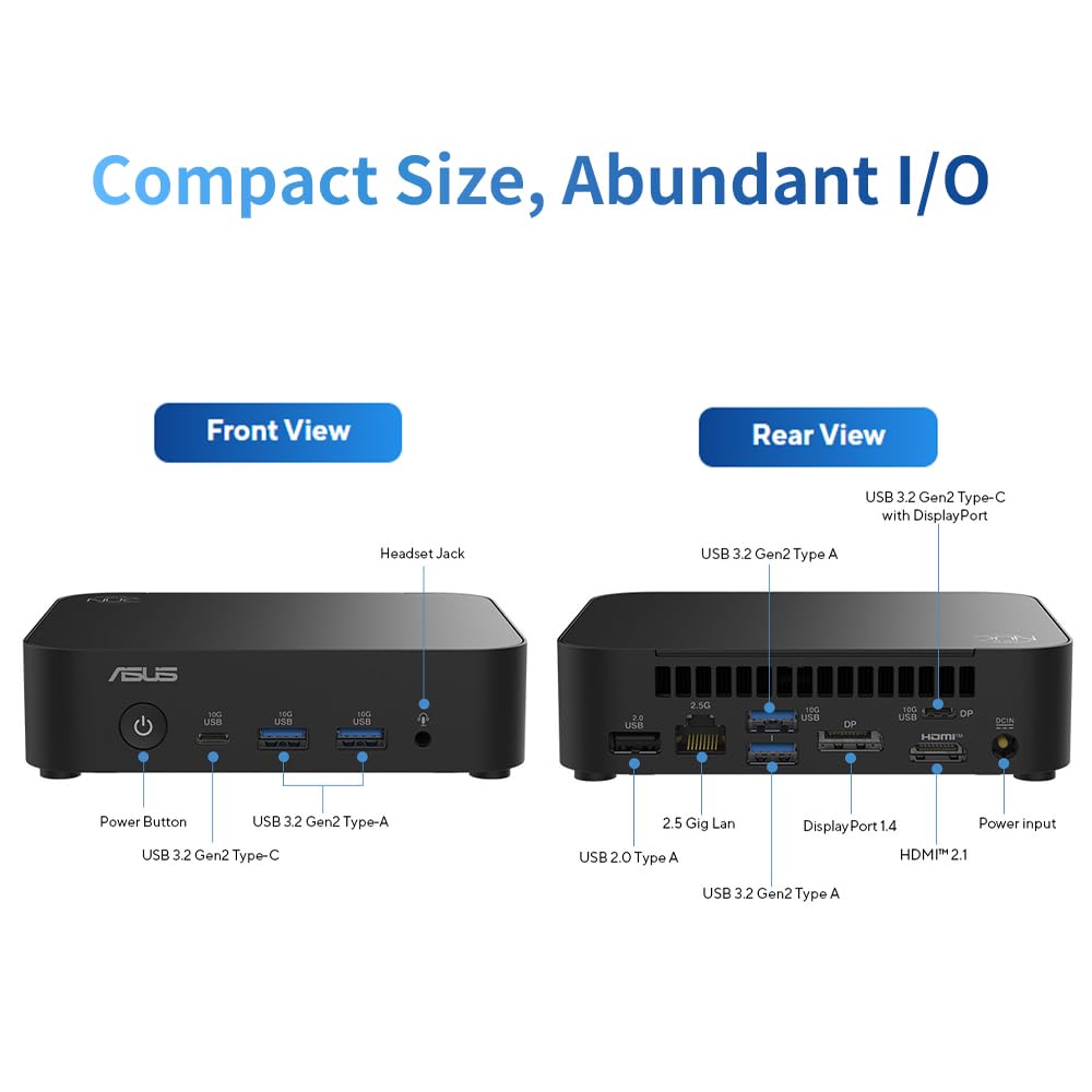 NUC 14 Essential NUC14MNK150 - Mini PC - Processore Intel N150, supporto triplo display 4K, Wi-Fi 6E, LAN 2.5G, HDMI, design compatto da 0,56 L per istruzione e produttività in ufficio (Barebone)