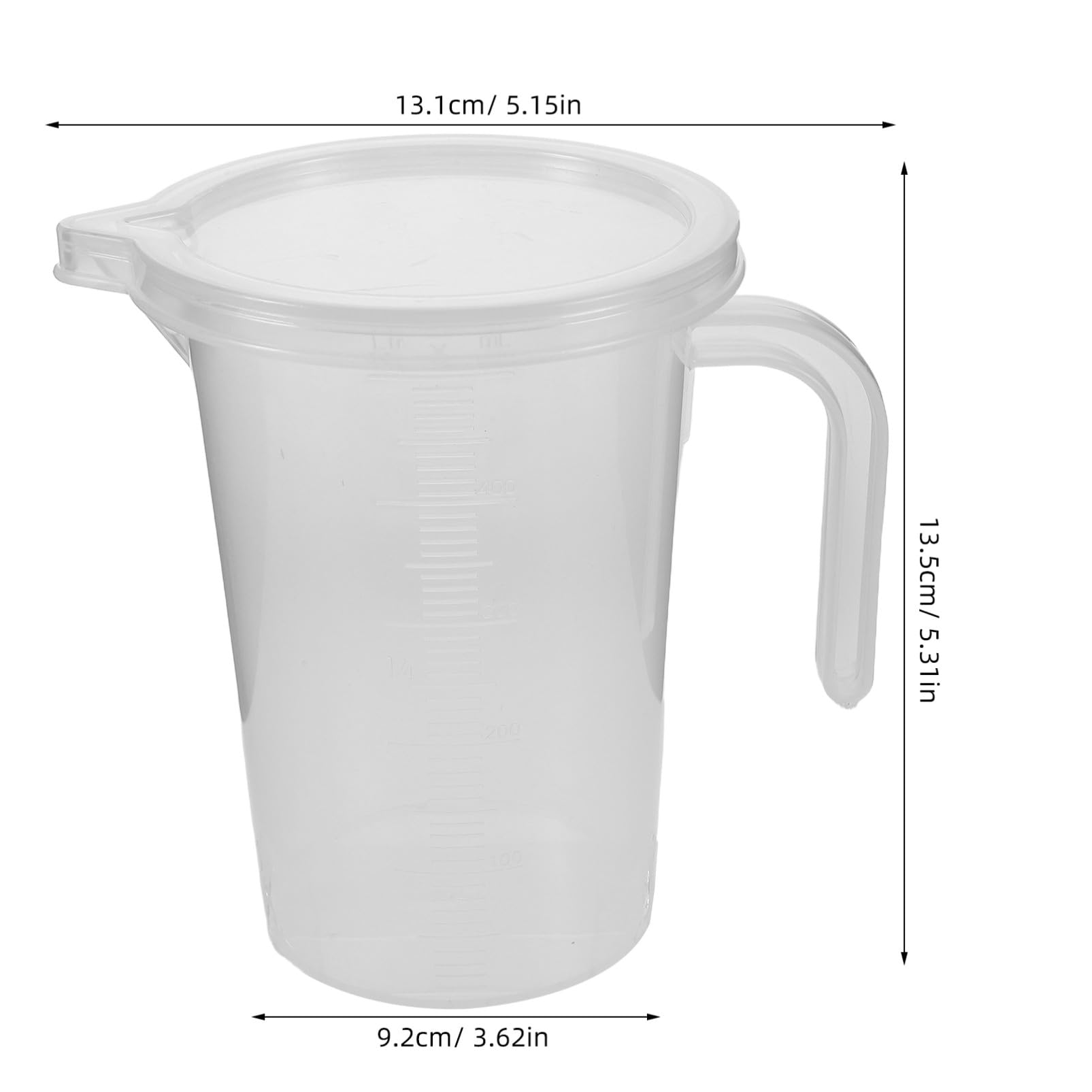 6 Piezas Vasos Medidores de Plástico Graduados Tapa y Vertedor Asas Ergonómicas para Medición Precisa de Líquidos Cocina y Comercial