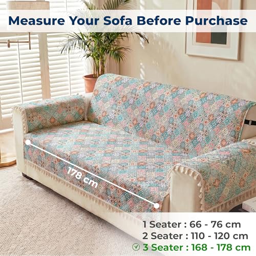 Image of Story@Home Sofa Cover 6 Seater Fully Covered | Sofa Covers 3 Seater and 2 Seater & Single Sofa Cover - 3+2+1 Sofa Set Cover Config | Sofa Mat with Sofa Back Covers & ArmRest - Multi Color