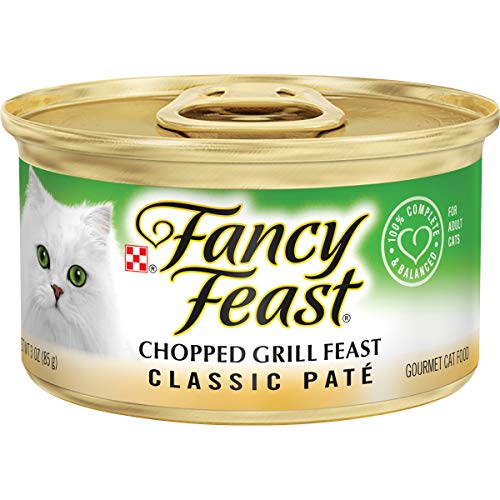 Purina Fancy Feast Grain Free Pate Wet Cat Food, Classic Pate Chopped Grill Feast - (24) 3 oz. Cans