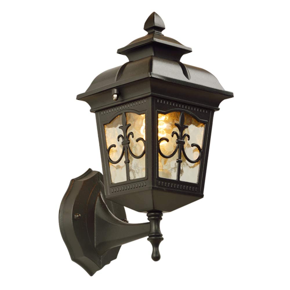Mengjay Outdoor Black Wall Lantern Security Light Complete IP44 Weatherproof with Lamp Wall Lamp Vintage Wall Lantern Light E27 Retro Wall Sconce Light Fixture for Garden Porch Bar Pathway(14x32cm)