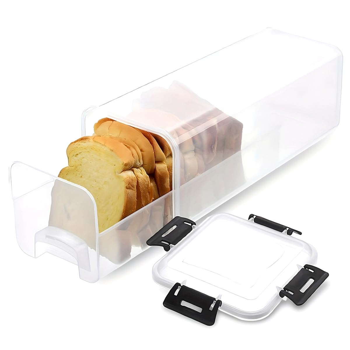 CTRLZS Plastic Bread Box with Airtight Lid, Bread Storage Container with Drawer Tray, Loaf Bread Keeper, Bread Holder for Homemade