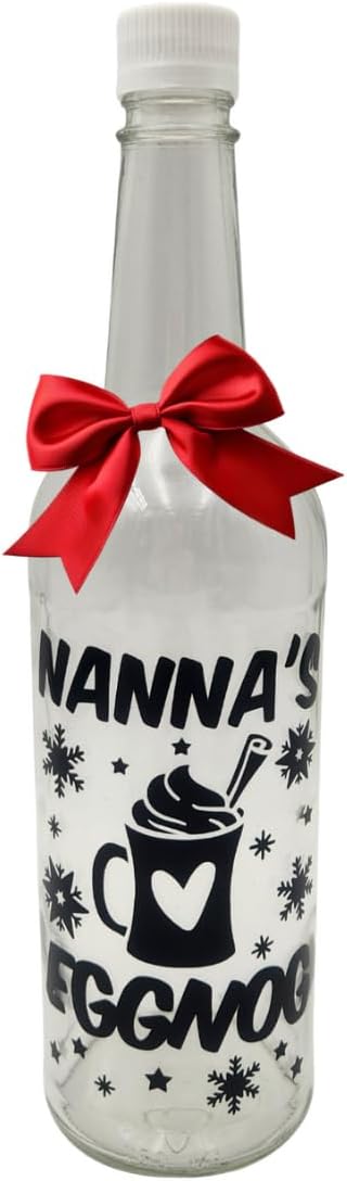Eggnog Decorative Personalized with Name Bottle Label Decal Sticker Waterproof Christmas Drink Customized Bottle Label Tag (Glass Bottle is NOT Included) (2 Decals)