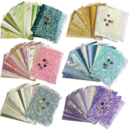 156 Sheets Textured Scrapbook Paper & Mesh Fabric Assorted Set