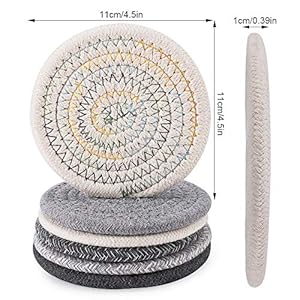 Accmor Braided Coasters for Drinks, 6 Packs Round Handmade Fabric Woven Desk Coasters, Absorbent Cotton Cup Coasters Heat-Resistant Hot Pads Mats for Kitchen Dining Table Protection Accmor Braided Coasters for Drinks 6 Packs Round Handmade Fabric Woven Desk Coasters Absorbent Cotton Cup Coasters Heat Resistant Hot Pads Mats for Kitchen Dining Table Protection