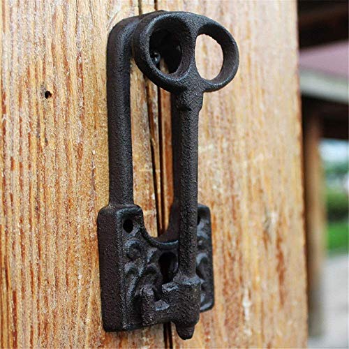 Vintage Cast Iron Crafts Key Knock On Courtyard Garden Door Antique Door Handle Hardware Set Handle (Color : Black, Size : Free Size) #TOP3