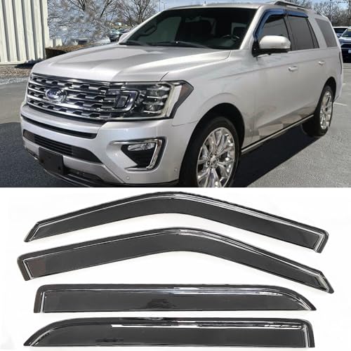 TONOYTIM Window Visors Rain Guards Side Wind Deflectors Compatible with 1997-2017 Ford Expedition,1998-2017 Lincoln Navigator, Window Vent Guard Shade Sun Car Accessories 94233 4-Pieces Set