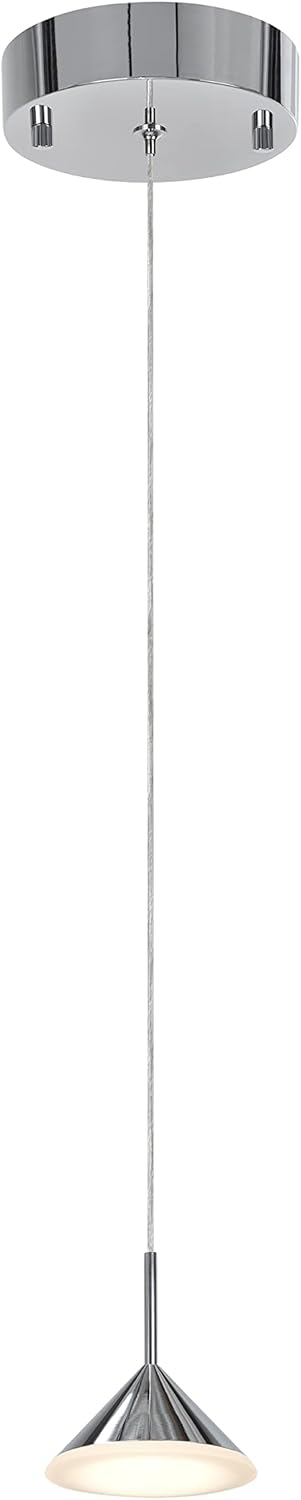 Aspen Creative 61110-11 Adjustable LED One-Light Hanging Mini Pendant Ceiling Light, Contemporary Design in Chrome Finish, Glass Shade, 4.375" Wide