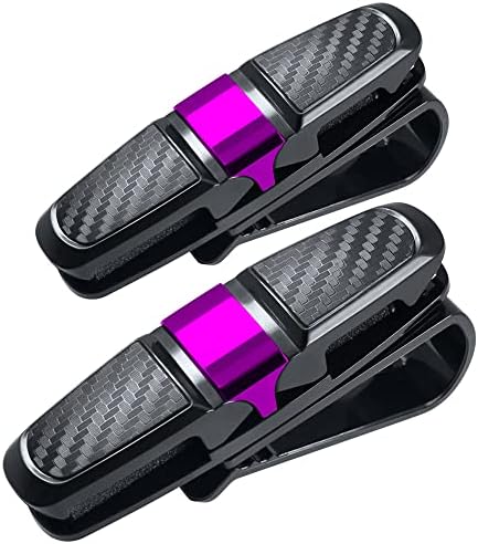 2 Pack Glasses Holders for Car Sun Visor, Sunglasses Eyeglasses Mount with Ticket Card Clip – Black + Pink