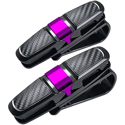 2 Pack Brillenhalter für Auto Sonnenblende, FineGood Sonnenbrillen Brillen mit Kartenkarten Clip - Rose Cover