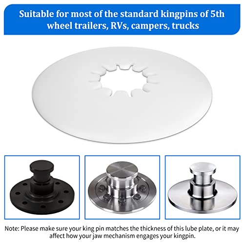 Aoit 5Th Wheel Lube Plate For Trailer Rv Camper Truck - 10-Inch Diameter Fifth Wheel Lube Plate For B&W Reese Towpower Cougar 5Th Wheel Hitch King Pin, Fifth Wheel Plate Disk, White, 1 Pack #TOP4