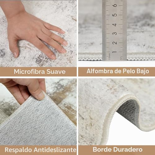 Alfombra pasillo larga beige abstracta de diseño lavable 5