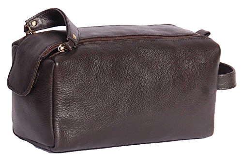 Trousse de toilette en cuir marron vintage, un kit de rasage élégant et durable pour homme