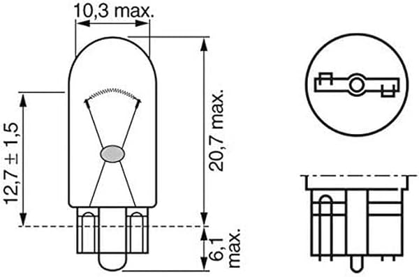 Bosch W5W (501) Pure Light Car Light Bulbs - 12 V 5 W W2,1x9,5d - 2 Bulbs - 4