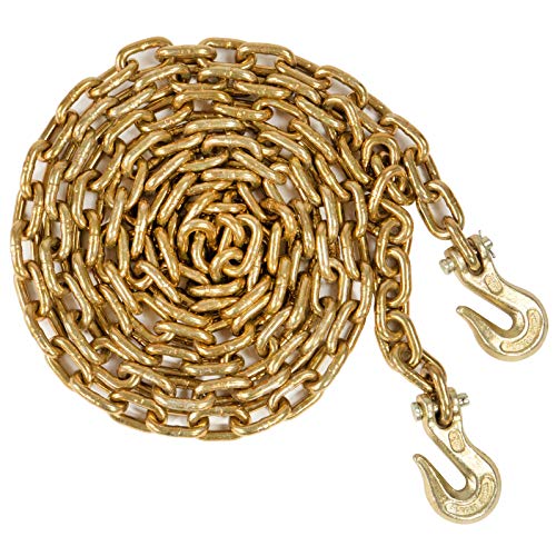 Promo Discount Up To 70% Off US Cargo Control Grade 70 Transport Chain with Clevis Grab Hooks - 3/8 Inch x 16 Foot Load Chain - Easily Secure Heavy Loads to A Truck Or Flatbed Trailer - 6,600 Pound Working Load Limit