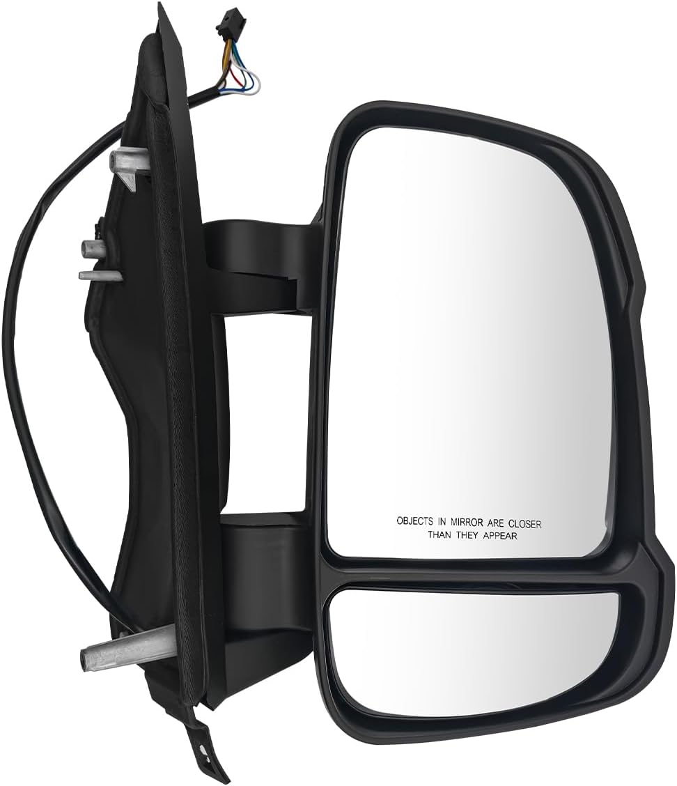 Right Passenger Side Mirror Compatible with Dodge Ram Promaster 1500 2500 3500 2014-2024 Power Adjusted Glass Heated Turn Signal Light Textured Black CH1321417 CH13214176, 8 PINS