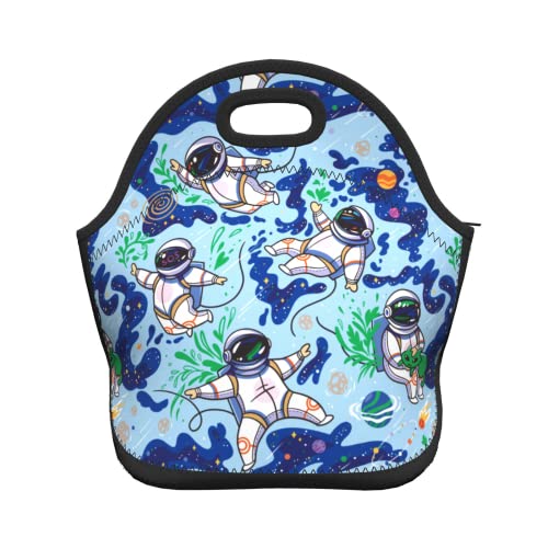 Astronaut Insulated Neoprene Lunch Bag Spacemen Travel In The Space Reusable Snacker Bag Planet Kids Soft Bags Mini Cooler Thermal Meal Tote Kit For Kids Student Outdoors School Picnic Work #TOP9