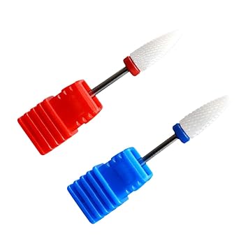2Pc Ceramic Nail Drill Bits, Shape Manicure Grinding Heads
