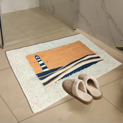 Alfombra Baño Secado Rápido, Alfombra Bañera Antideslizante, Tapete Casa De Banho, Stone Bath Mat, Alfombra Ducha, Toalla Pies Ducha, Tapete Casa De Baño Absorbente (Faro)