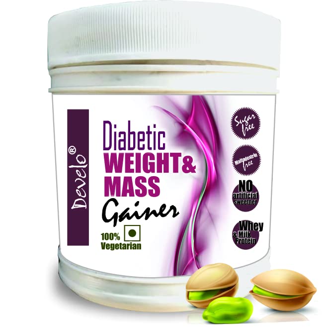 Develo Weight & Mass Gainer for Diabetics, Sugar Free Supplement for Diabetes Care, Weight & Muscle Gain โ 500 Elaichi Pista