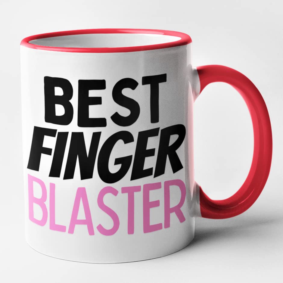 Funny Lesbian Mug - Best Finger Blaster (Red)