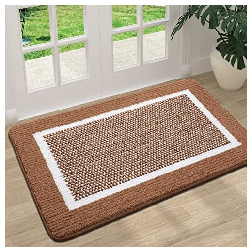 Colorxy Indoor Door Mat, Non-Slip Absorbent Resist Dirt Entrance Mat, Durable Low-Profile Inside Floor Mats, Washable Front Entry Doormats for Entryway, 32''x20'', Brown