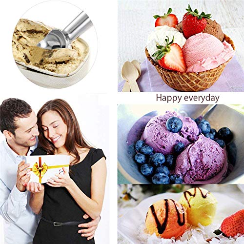 Ice Cream Scooper with Easy Trigger, Stainless Steel Ice Cream Scoops Trigger Include Large & Small Size, Perfect for Frozen Yogurt, Gelatos, Sundaesp (Sliver)