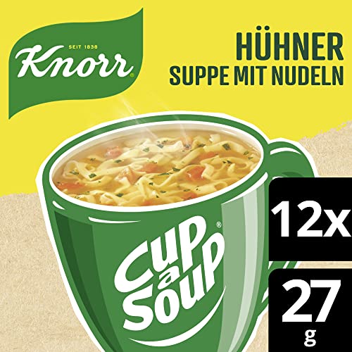 Knorr Cup a Soup Hühnersuppe mit Nudeln schnelle Nudelsuppe ohne Farbstoffe und ohne geschmacksverstärkende Zusatzstoffe 12x 3 Portionen