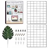 Metal Wall Grid Panel Set of 2 (17.3'x13') - Beautifully Packaged Matte Black Wall Grid Organizer...