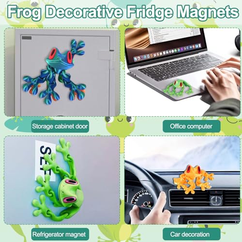 Imán decorativo de rana 3D articulado para refrigerador miniatura 4
