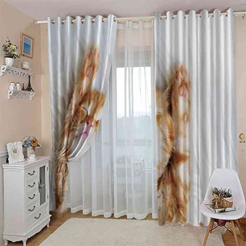 Rideaux à oeillets imprimé chat pour illuminer et réchauffer la déco du salon - 4