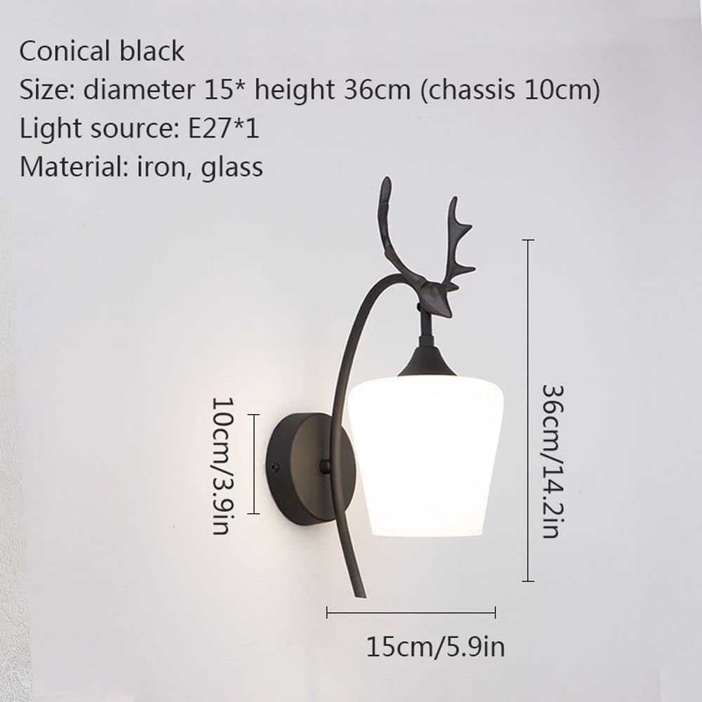 Aplique de Pared Interior Dorado de 1 luz con Pantalla de Vidrio, de Metal con Forma de asta, para Sala de Estar y Dormitorio