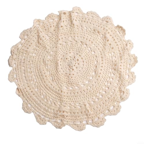 Besttoolifes - Besttoolifes Napperon rétro en dentelle au crochet et coton fait à la main pour café, hôtel, restaurant - Lavable en machine - Beige - 45 cm