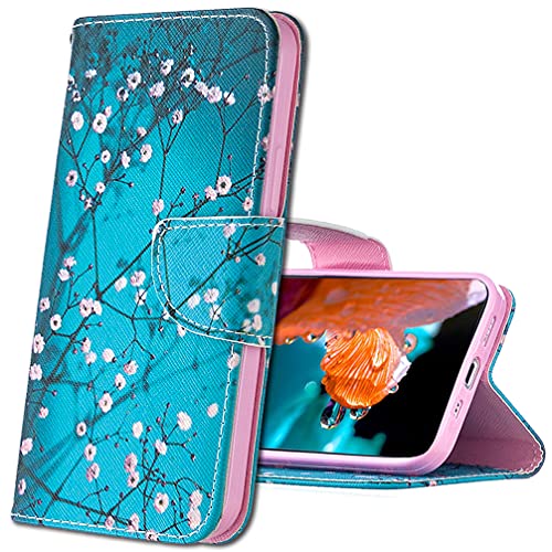 MRSTER Funda LG K42, PU Cuero Flip Folio Carcasa [Kickstand] [Ranura para Tarjeta] [Cierre magnético] para LG K42. BF Apricot Tree
