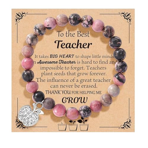 Abalorios naturales genéricos para profesores que expresan gratitud Pulsera Mensaje Pulsera Pulsera Pulseras Joyería, Taille unique, Metal, No es una piedra preciosa