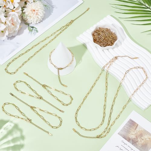 Collier et Bracelet Or 18k Maillons Trombone de qualité supérieure - 5