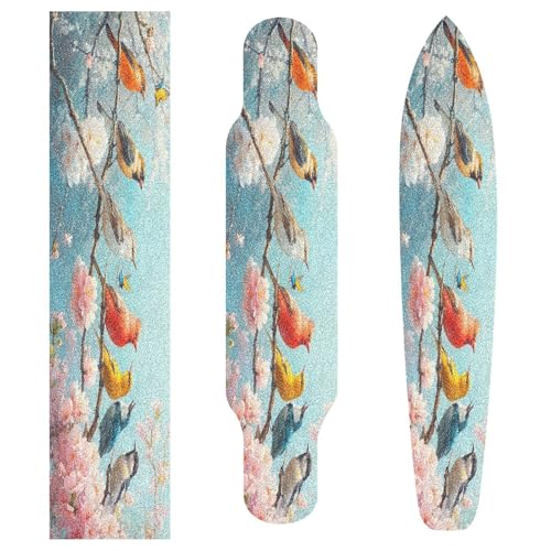 CZXW Spring Tree Birds Skateboard Grip Tape Non-Slip Longboard Griptape Skate Board Tapes Sheet for Decor 44