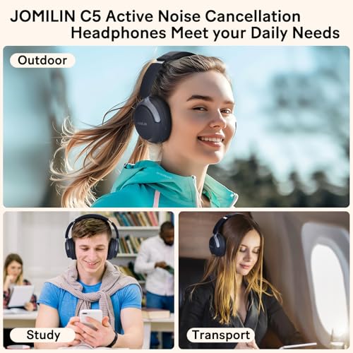 Casque Bluetooth supra-auriculaire JOMILIN C5 à suppression active du bruit noir micro - 7