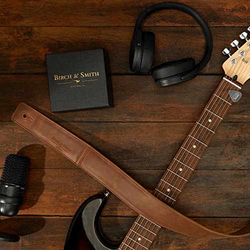 Birch & Smith Full Grain Leather Guitar Strap, Foam Padded, Perfect For Electric, Acoustic & Bass Guitars (2" Wide, Martian Dream Color) #TOP2