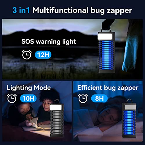 Bug Zapper,Bug Zapper Indoor, Bug Zapper Outdoor,Mosquito Zapper,Mosquito Trap, Fly Zapper, Cordless Bug Zapper,Mosquito Killer For Home Garden And Patio Use （Black） #TOP2